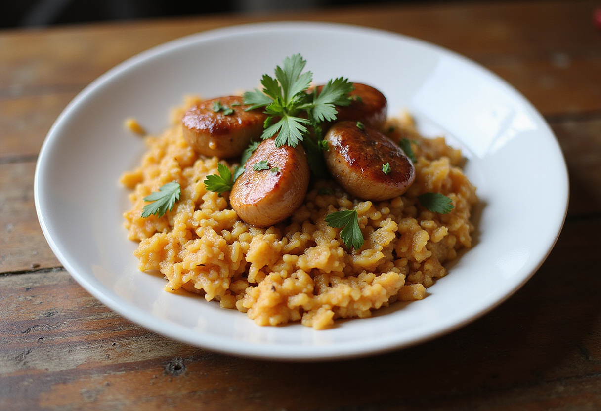 Arroz com Pequi e Castanhas finalizado, uma iguaria brasileira com pequi e castanhas.