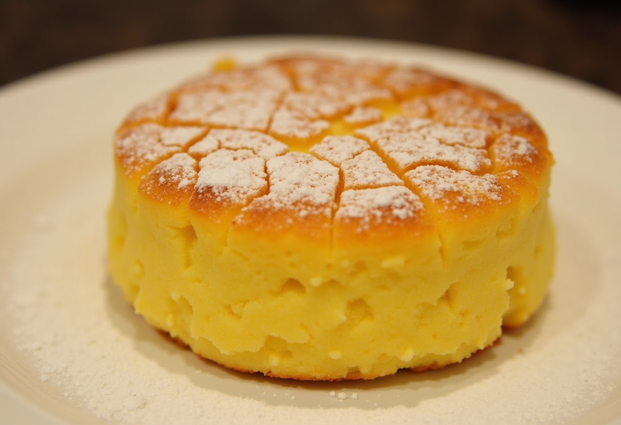 Bolo de milho cremoso dourado e fofo, perfeito para servir.