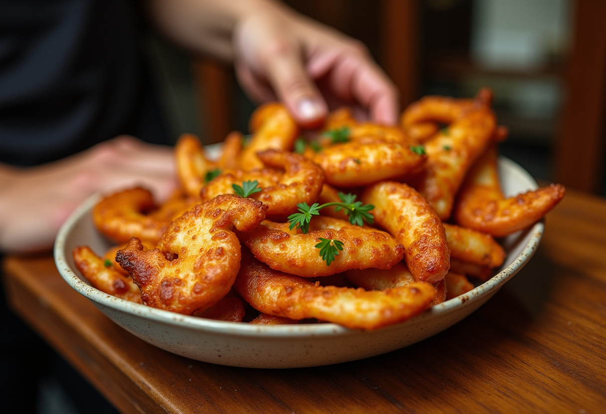 Receita de Filé de Frango à Parmegiana caseiro, com peito de frango empanado dourado, coberto por molho de tomate e queijo derretido, servido com macarrão espaguete e folhas de manjericão fresco. Prato apetitoso em um prato branco sobre mesa rústica de madeira, perfeito para uma refeição saborosa e reconfortante.