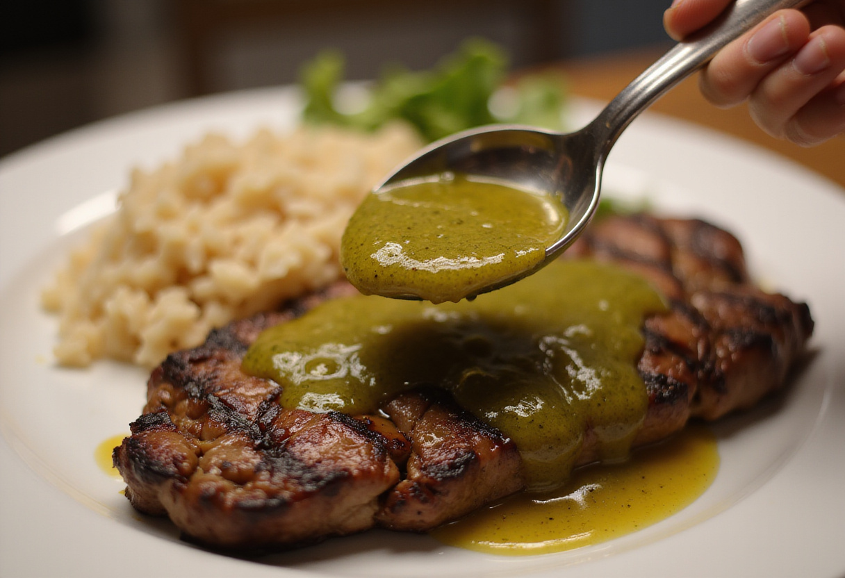 Brazilian Vinaigrette served over grilled steak, comida tipica brasileira.