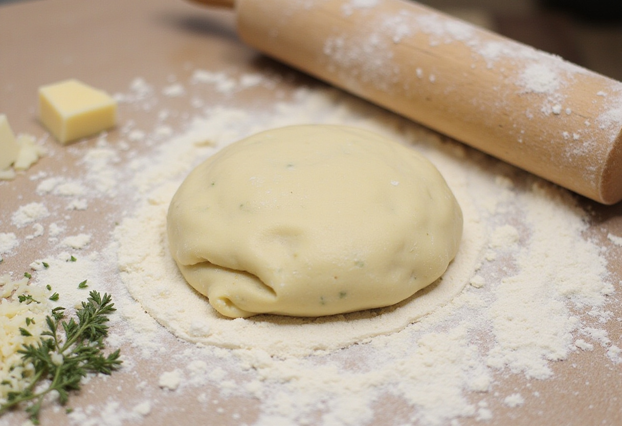 Kneading dough for Copycat Subway Italian Herb & Cheese Bread with herbs and cheese, crafting a flavorful and aromatic bread.