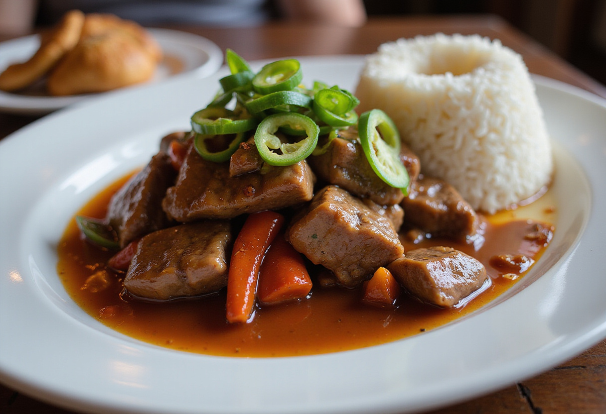 Delicious easy Chinese pepper steak served with rice, presenting a flavorful and colorful final dish ready to enjoy.