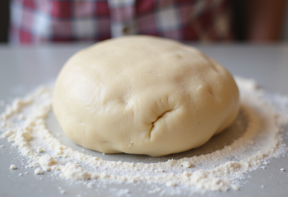 Kneading dough for cruffins on a countertop, showcasing the perfect texture for a delicious pastry experience.