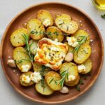 Beautifully plated Roasted Potatoes with Baked Feta and Garlic, a perfect dish presentation capturing the essence of this delicious recipe.