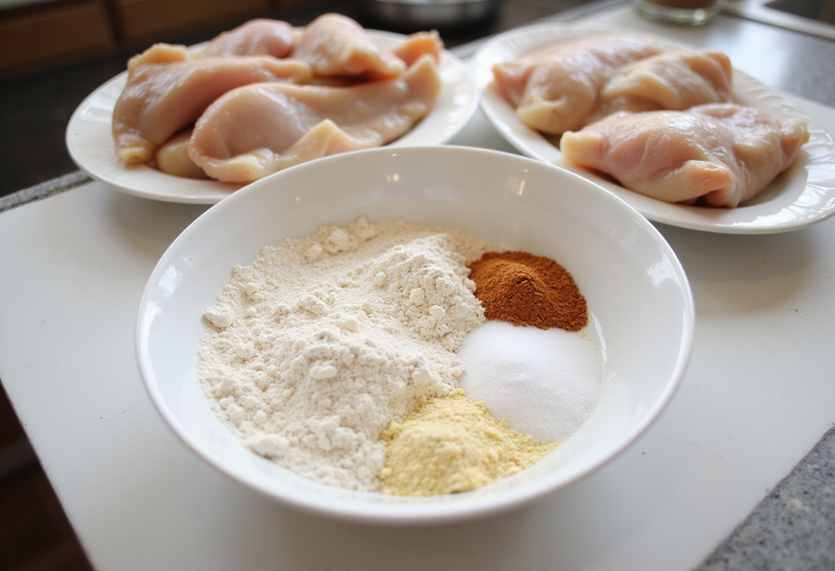 how to make the best crispy honey butter chicken, flour mixture for coating chicken, crispy chicken preparation ingredients, chicken frying ingredients