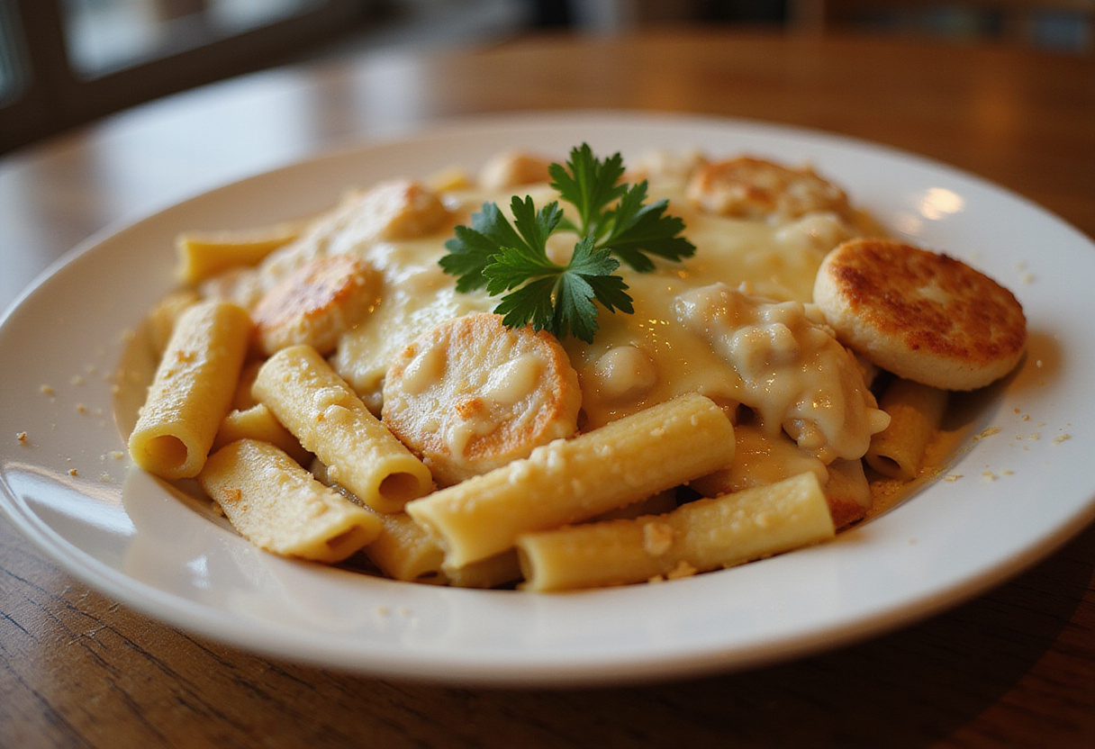 Delicious Chicken Alfredo Casserole served on a table, showcasing a comforting and creamy meal perfect for gatherings.