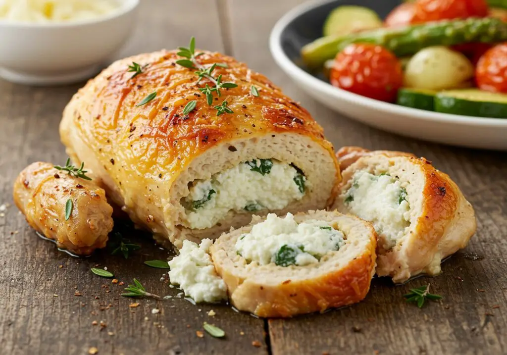 Delicious Baked Ricotta Chicken ready to serve, highlighting the creamy texture and savory flavors, ideal for a family dinner or special occasion.