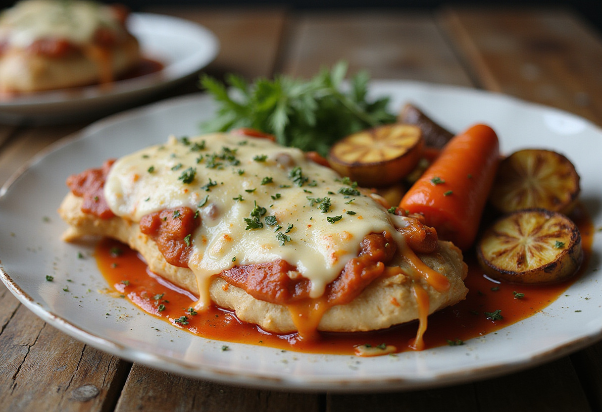 Delicious Baked Ricotta Chicken ready to serve, highlighting the creamy texture and savory flavors, ideal for a family dinner or special occasion.