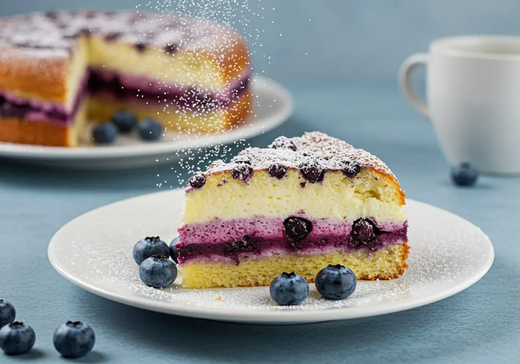 A delectable slice of Blueberry Boyfriend Bait served on a plate, highlighting its inviting texture and fresh blueberry flavor.