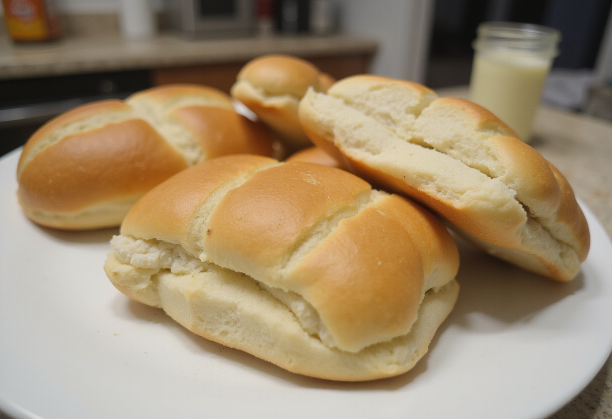 Bourbon BBQ Bacon Cheeseburger Meatball Subs - preparing sub rolls for filling with meatballs.