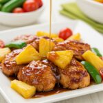 Delicious Brown Sugar Pineapple Chicken presentation, showcasing vibrant colors and mouthwatering appeal.