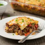 delicious Cheesy Low Carb Philly Cheesesteak Casserole presentation, hearty low carb casserole dish, inviting comfort food serving
