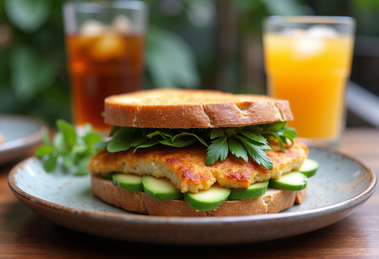 Deliciously plated Chicken Avocado Melt Sandwich ready to be enjoyed in a charming lunch setting.