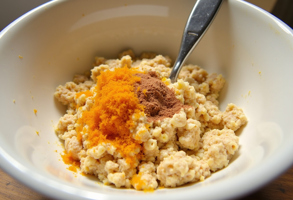 Flavorful mixture of oats with orange and lemon zest for Citrus-Spiced Overnight Oats, showcasing fresh ingredients and textures.