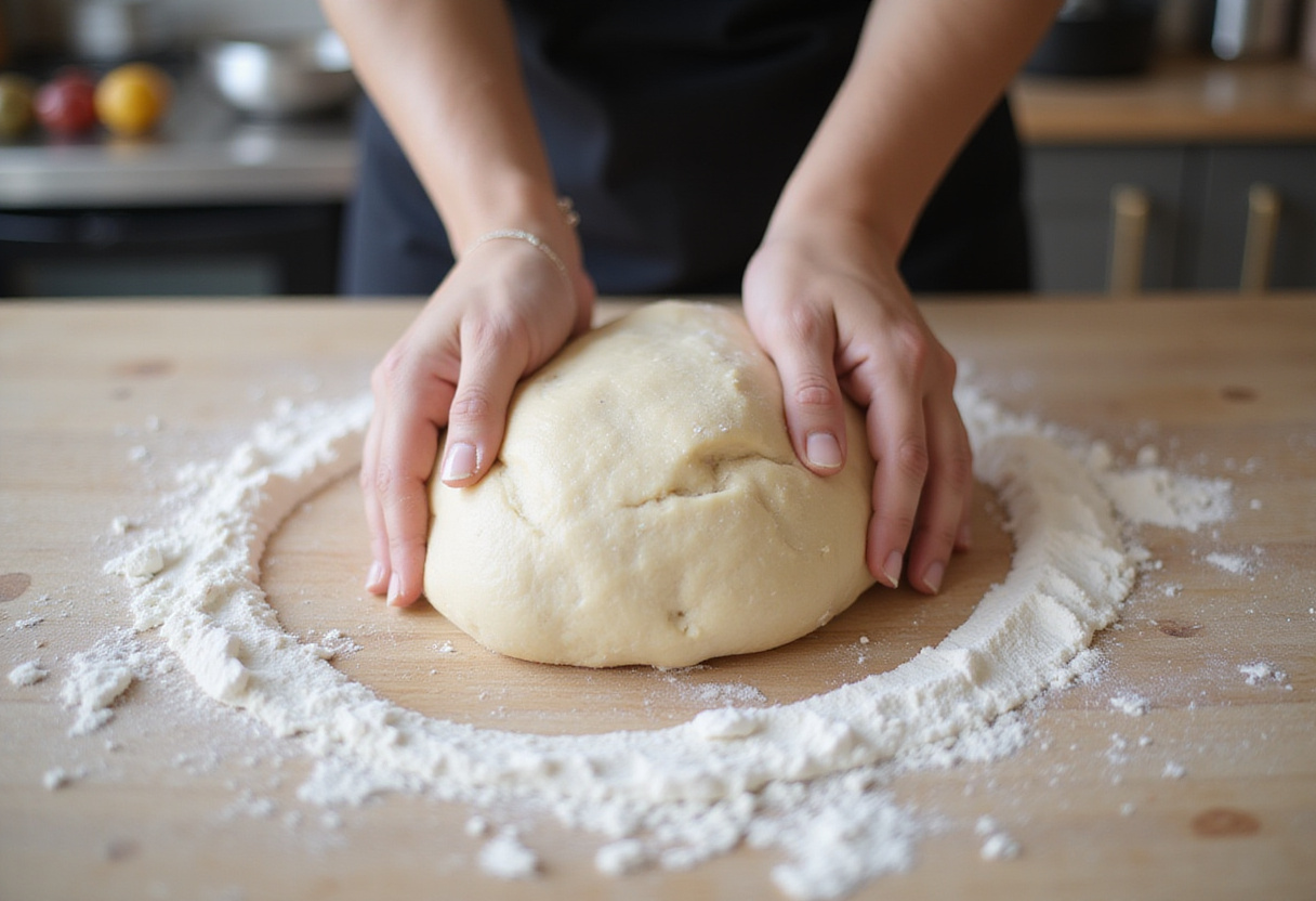 Kneading dough for authentic Subway Copycat Italian Herb & Cheese Bread.