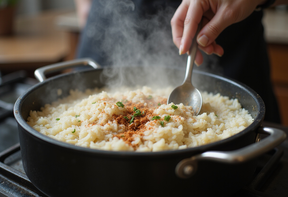 Cooking aromatic rice as a base for a delicious street corn chicken rice bowl, demonstrating rice preparation.