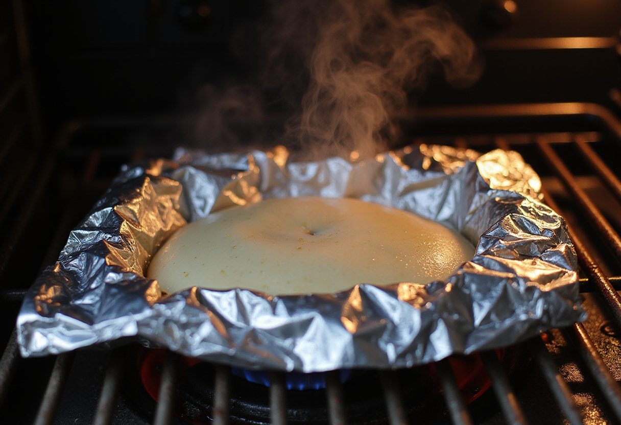 Foil packet cooking on a grill, releasing steam while making a delicious ravioli dinner filled with fresh ingredients.