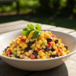 Final presentation of Frito Corn Salad, a colorful and tasty summer dish perfect for picnics and gatherings.