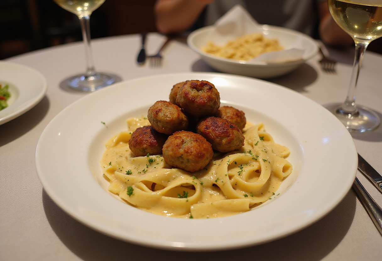 Delicious Garlic Butter Sausage Bites served with Creamy Parmesan Pasta, showcasing a perfect blend of flavors and textures in an appetizing presentation.
