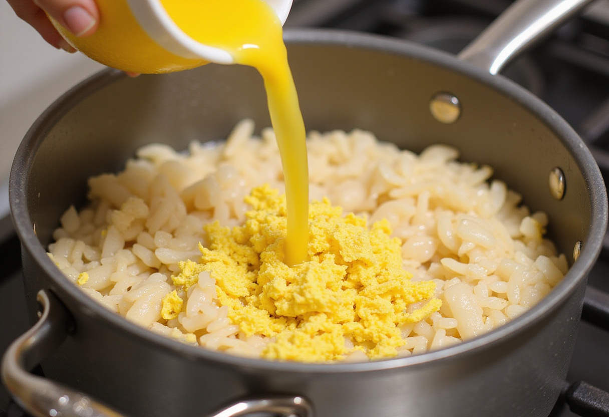 Enhance the flavor of Greek lemon rice with fresh lemon juice and zest for a refreshing twist.