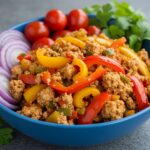 Delicious ground turkey and peppers dish ready to enjoy, showcasing a quick and healthy meal option.
