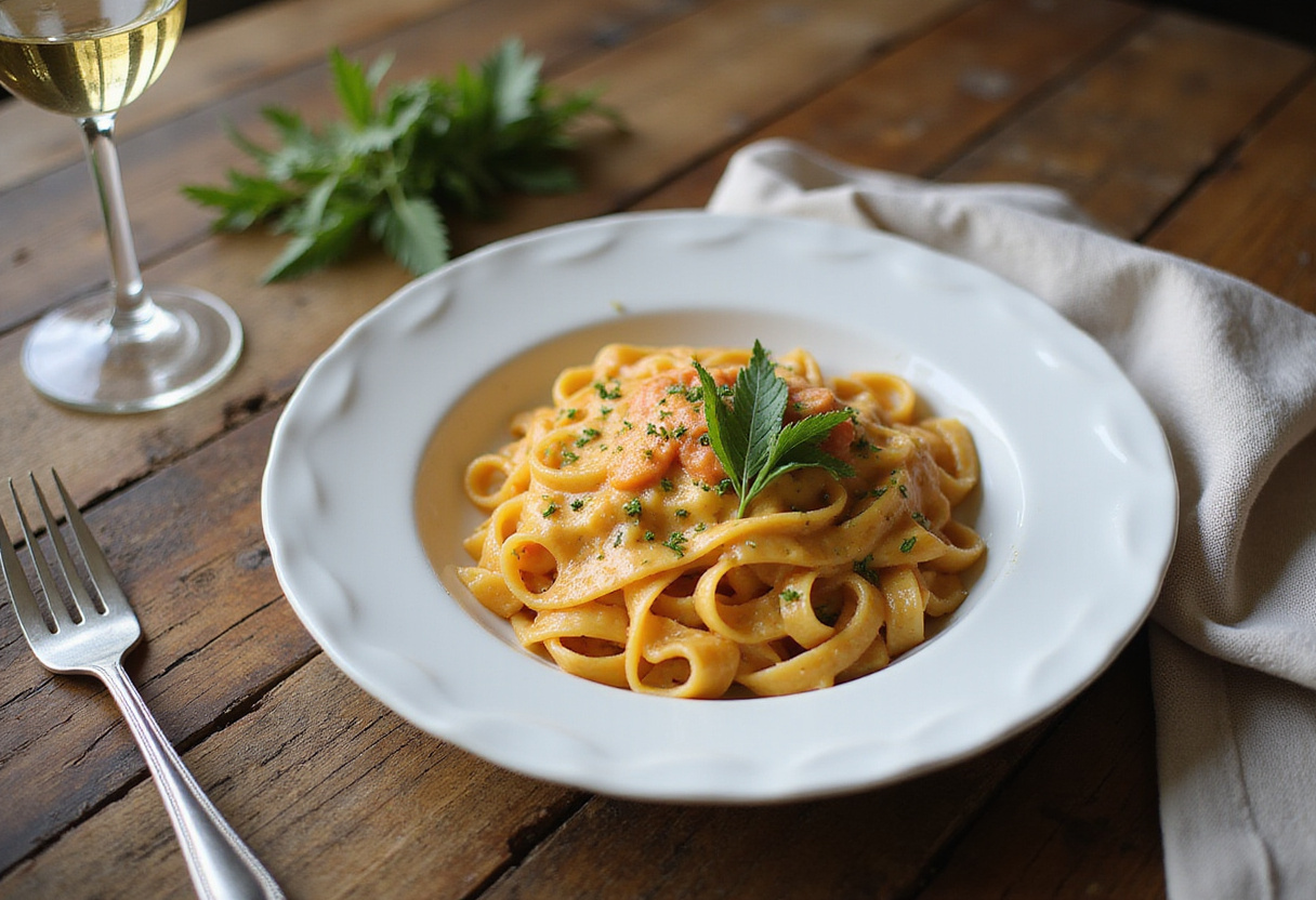 Gourmet presentation of Gruyere Pasta with Caramelized Leeks and Mushrooms, showcasing the decadent flavors and inviting atmosphere. Ideal for a cozy dinner setting.