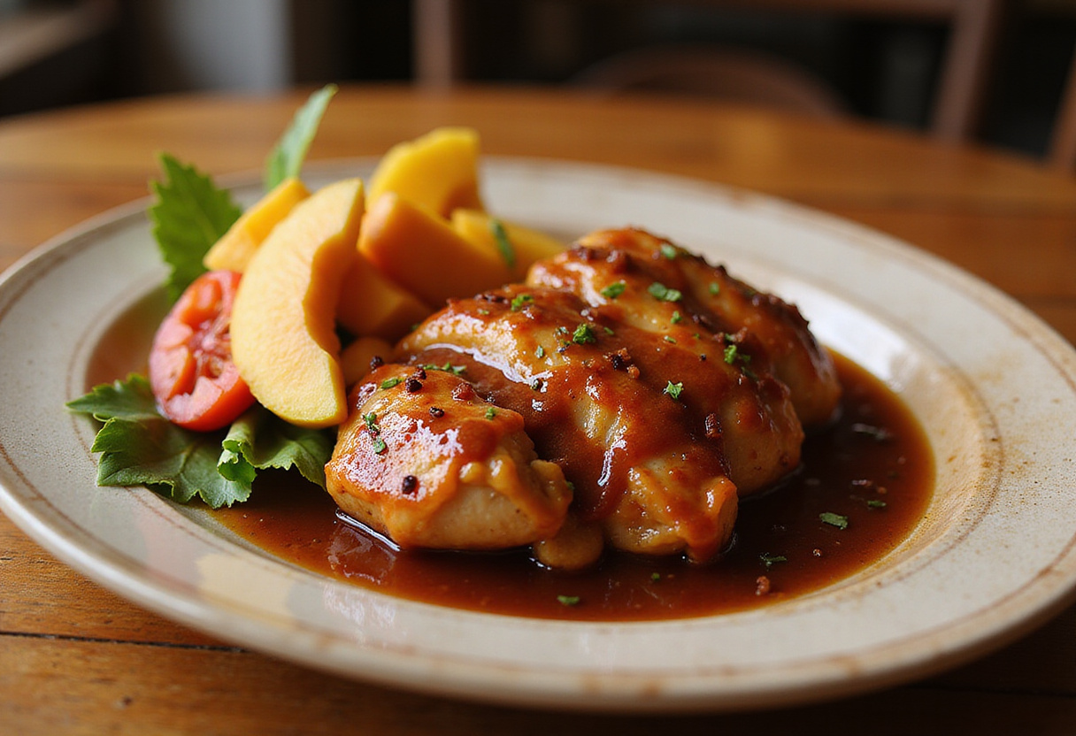 Final presentation of succulent Hawaiian Shoyu Chicken, showcasing the vibrant colors and textures, ideal for a feast or special occasion.