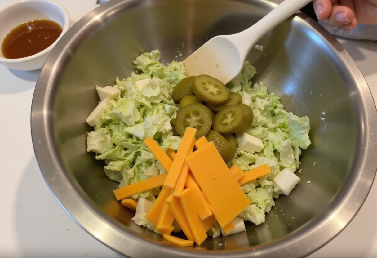 Preparing the fresh ingredients for Big Mac wraps, including lettuce, pickles, cheese, and special sauce for that classic taste.