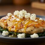 Final presentation of hot honey feta chicken highlighting delicious flavors and inviting appearance, perfect for any meal occasion.