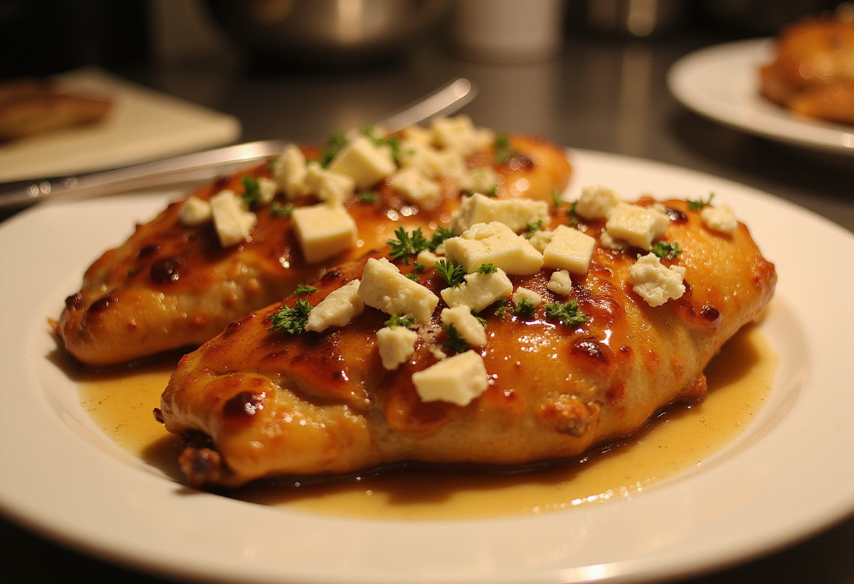 Final presentation of hot honey feta chicken highlighting delicious flavors and inviting appearance, perfect for any meal occasion.