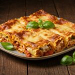Deliciously baked lasagna rolls served on a wooden table, showcasing the perfect blend of flavors and a comforting Italian dish ready to taste.