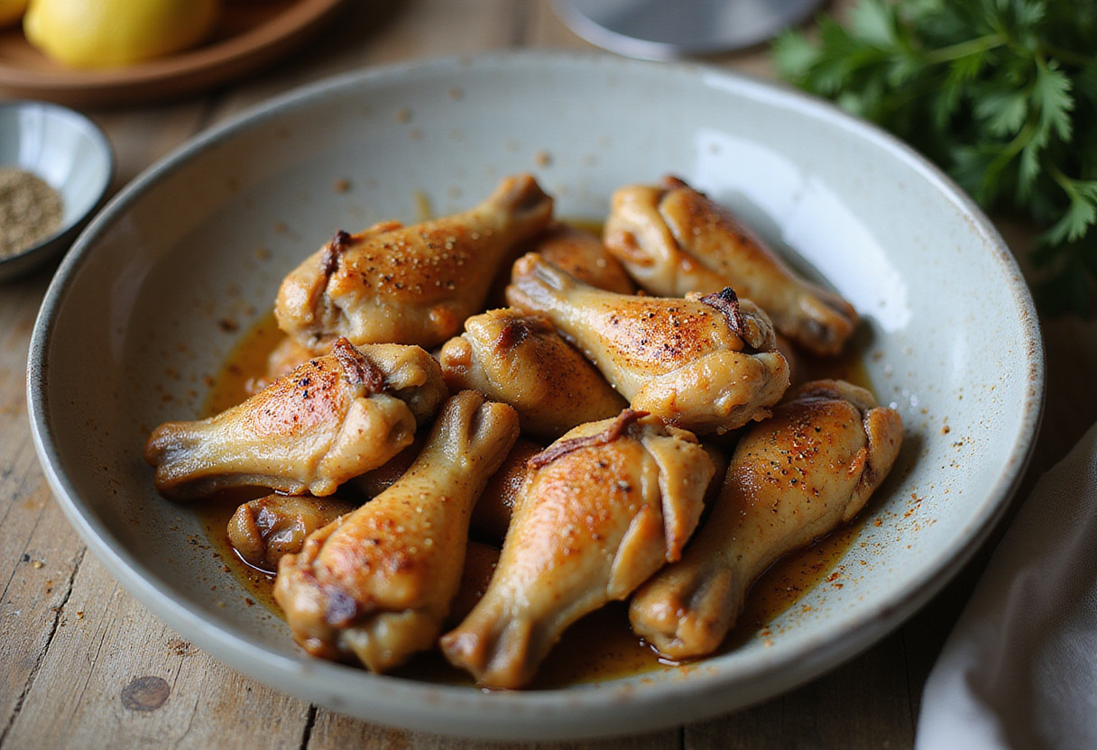 Seasoned chicken wings being prepared with lemon pepper seasoning for a delicious lemon pepper wings with honey recipe.