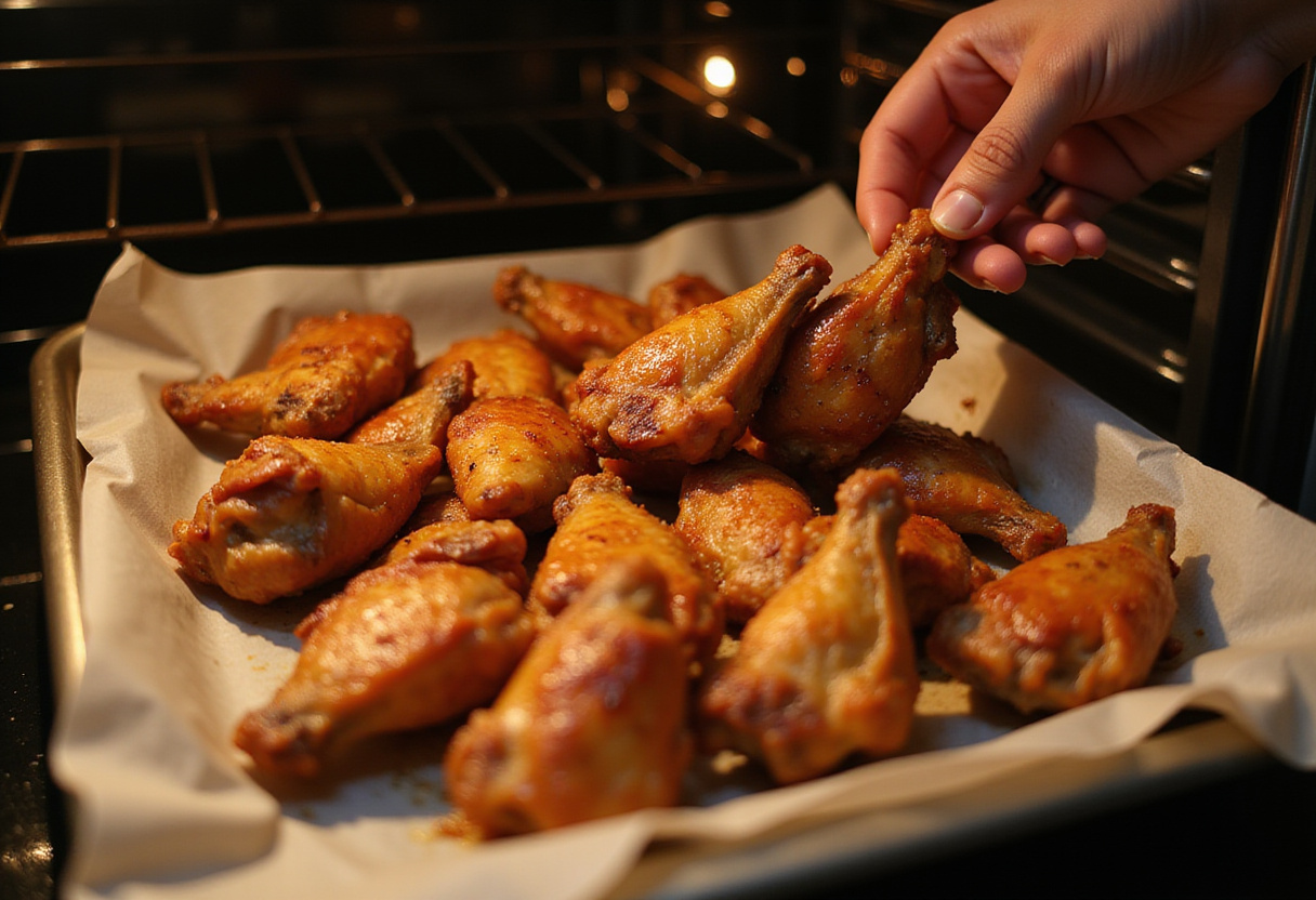 Preparing to bake lemon pepper wings with honey, showcasing the raw wings arranged on a baking tray ready for the oven.