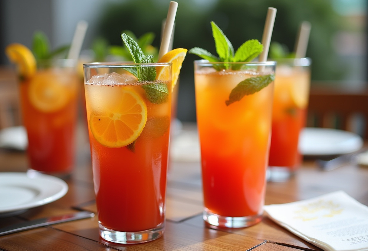 Vibrant and refreshing No-Cook Fruit-Chili Mocktail ready for serving, perfect for a healthy drink choice.