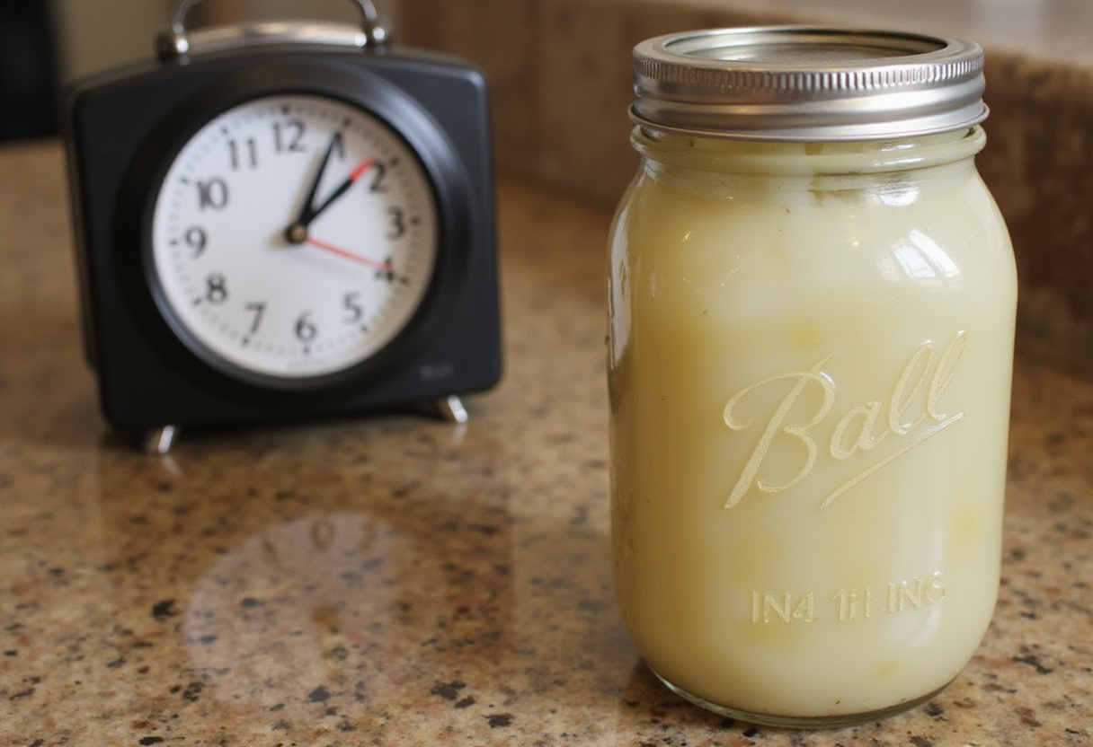 Making pickle-infused drinks, showcasing the waiting process with a covered mason jar to enhance flavors over 24 hours.