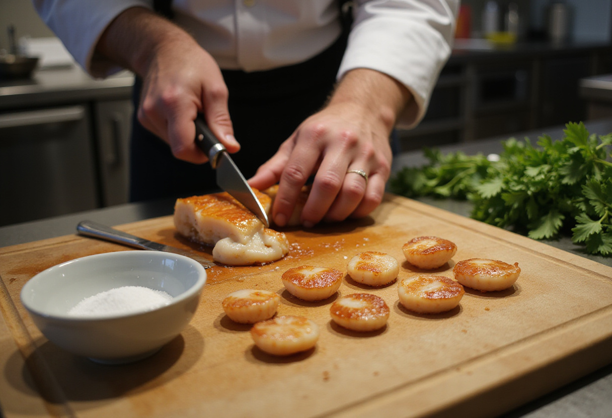 Fresh scallops ready for cooking, showcasing the preparation process for seared scallops with garlic basil butter.