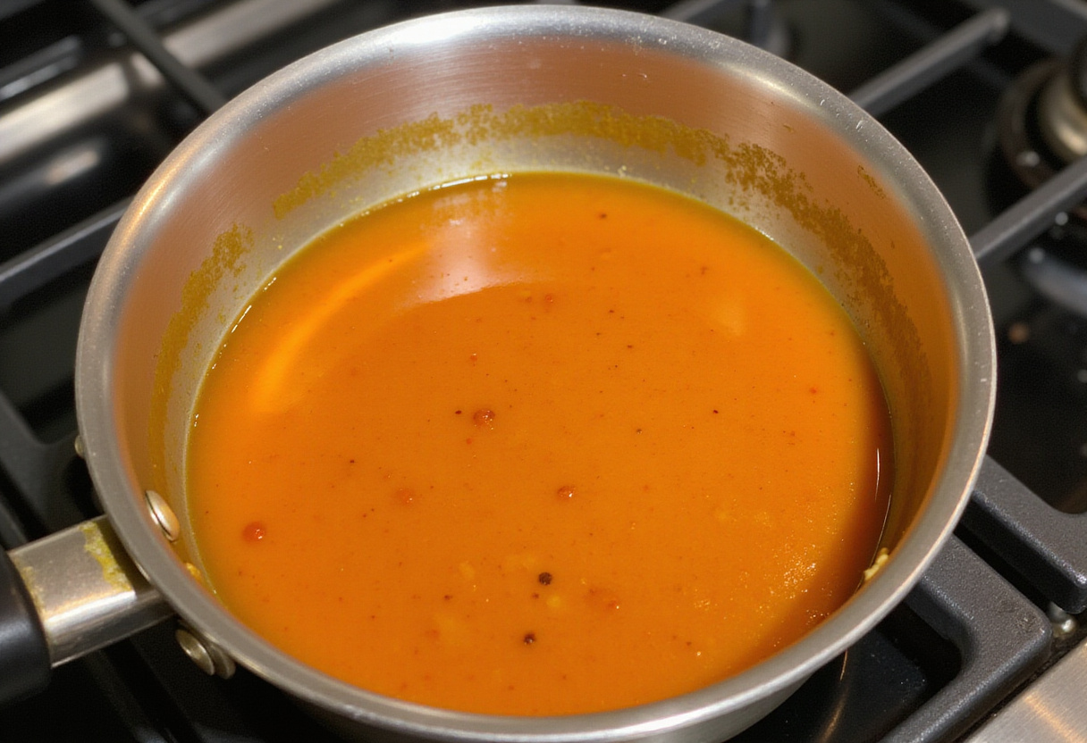 Preparing the delicious sweet and sour sauce for Sweet & Sour Chicken using healthy ingredients for a nutritious meal.