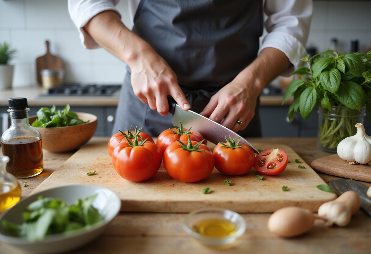 Cooking pasta for a tomato pasta recipe in a cozy kitchen with boiling water and salt.