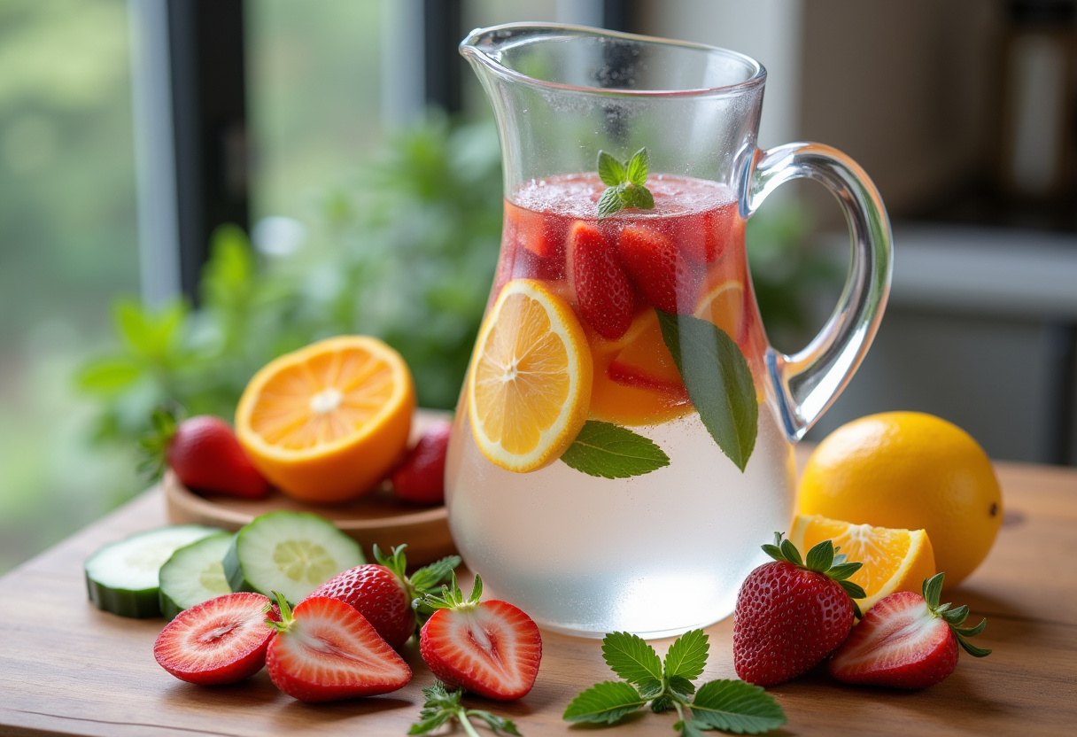 Refreshing Watertok infused water with fruits and herbs for hydration.