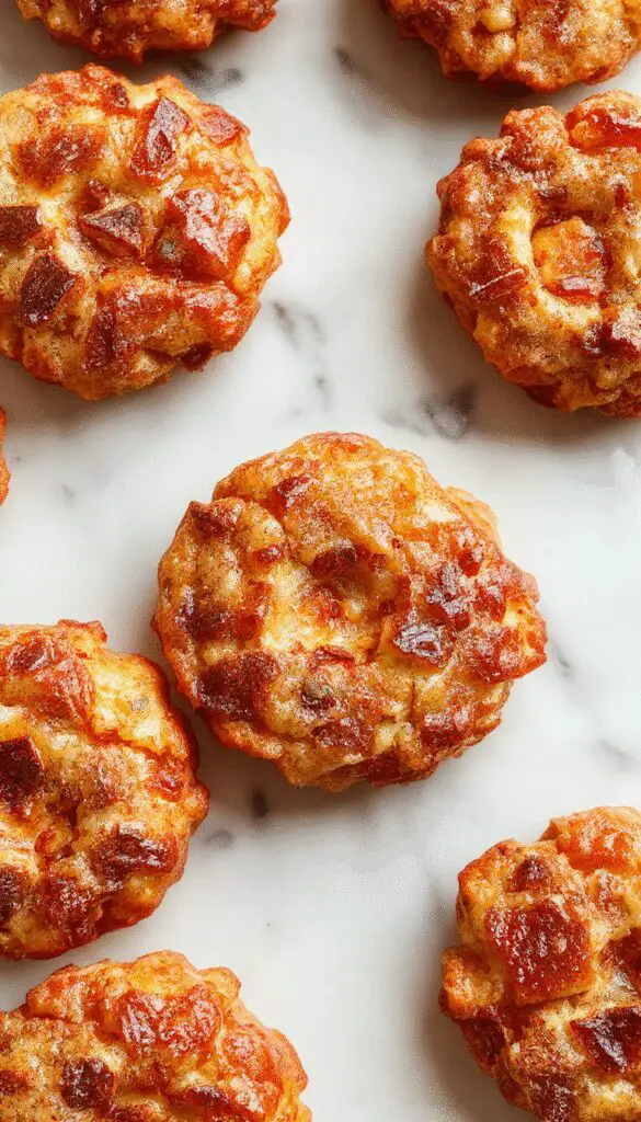 A golden-brown baked apple fritter resting on a white plate, dusted with powdered sugar. The fritter is round with a crispy exterior, showing bits of tender apple inside. The background features a rustic wooden table with a few sliced apples and a drizzle of caramel sauce for garnish.